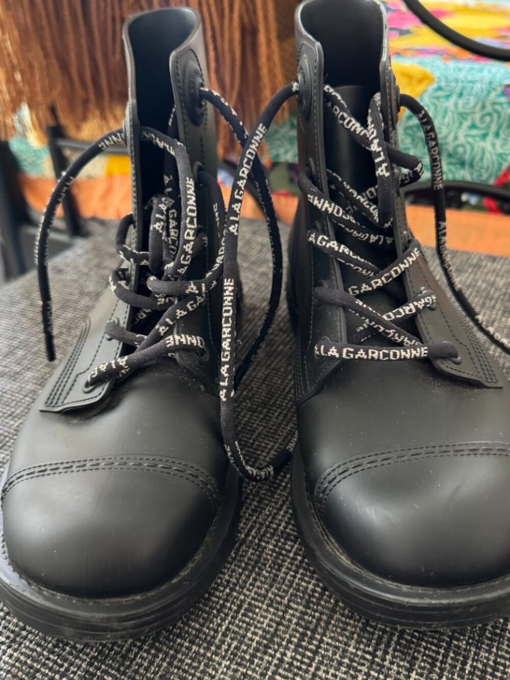 Melissa x A La Garconne Coturno Black Combat Boots Size 6 Vegan Rubber